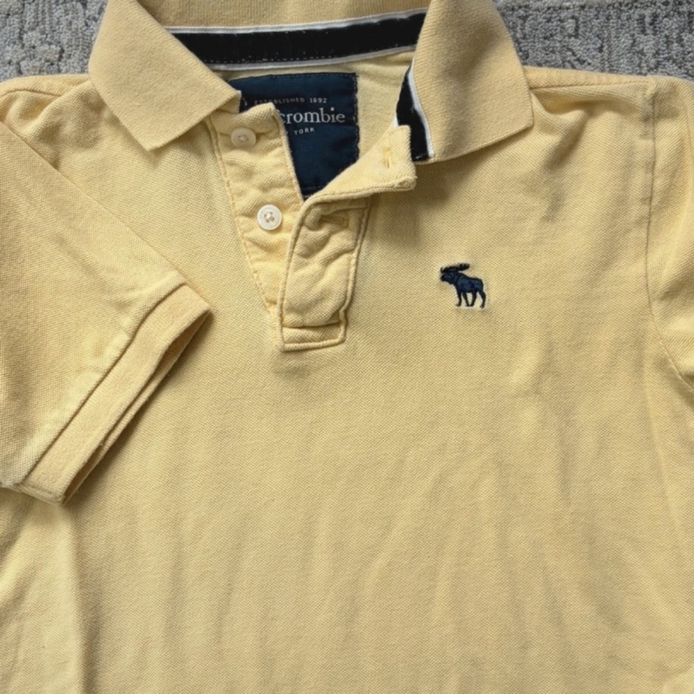 Abercrombie Vintage Polo Shirt Teen Men Boys Sz Large Pique Cotton Yellow Y2K